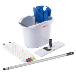 komplet vileda ultraspeed mini mopkit med spand, presse, moppe, fremfører og skaft