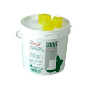 hvid spand med lotus bio z urinaltabs i gul farve