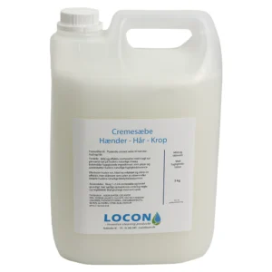 Mild og skånsom, flydende cremesæbe til hænder, hud og hår. Velegnet til miljøer, hvor hyppig håndvask er påkrævet.