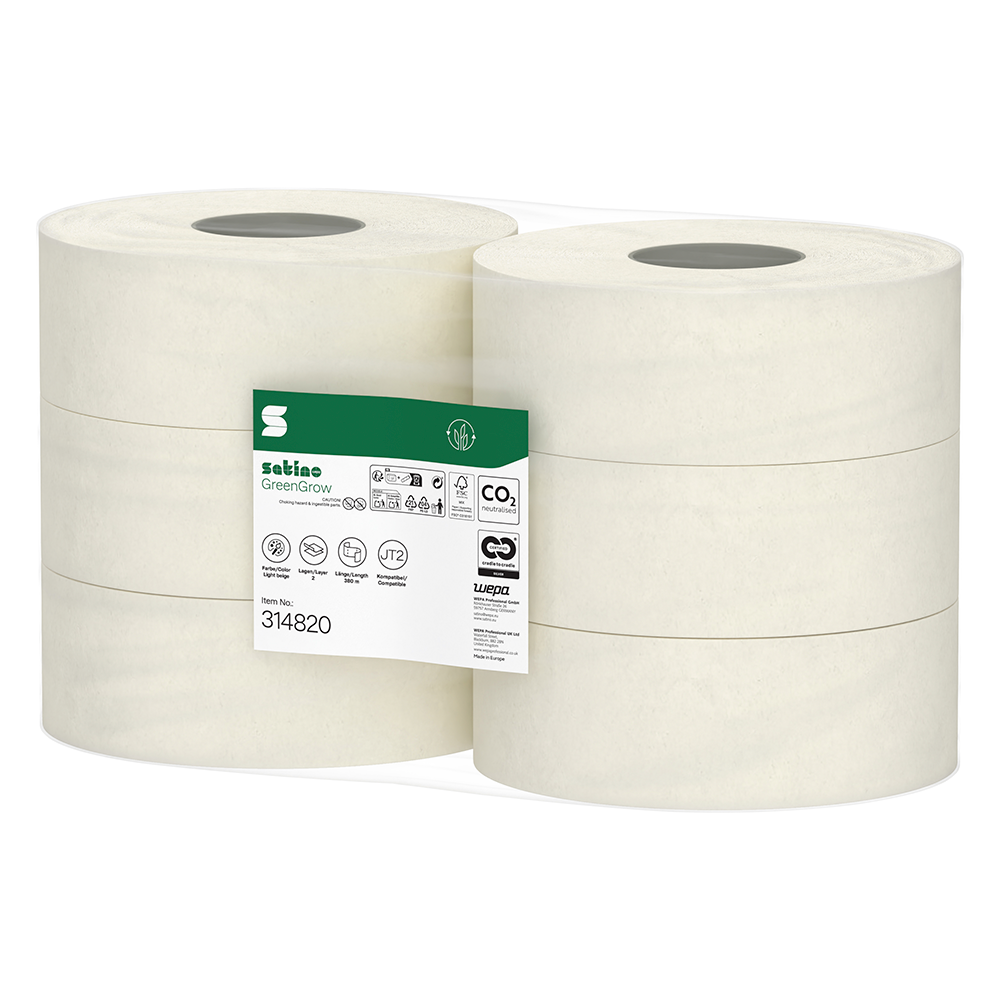 SATINO GreenGrow JT2 jumbo toiletrulle 2-lags 380 m