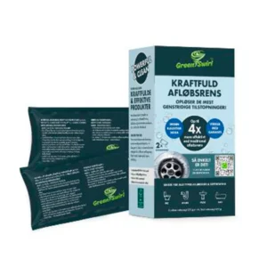 GreenSwirl afløbsrens granulat med æske og doseringsposer