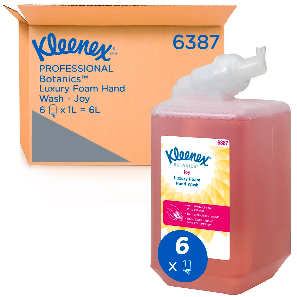 Kleenex Joy skumsæbe i 1 liters refillkassette med karton á 6 stk.