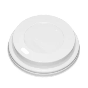 Hvidt drikkelåg i CPLA til Ø90 mm kaffebæger