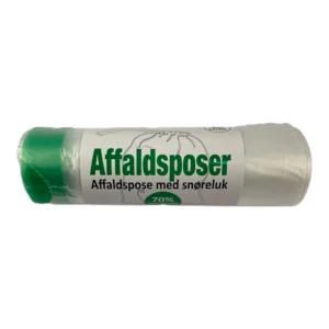 Transparent affaldspose 30 liter med snøreluk på rulle