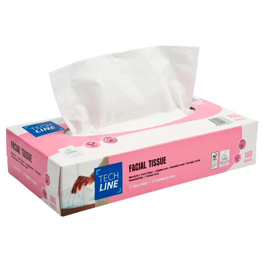 Ansigtsserviet 2-lag 20x21cm 40x100 stk. EU-Ecolabel i Tech Line pop-up æske